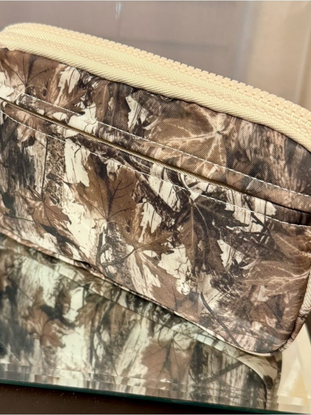 MapleLeaf-Print Wallet,Crossbody, Wristlet in Brown and Cream